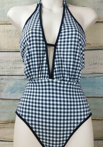 SUNN Lab Swim Gingham‎ Plunge One Piece Swimwear XS
